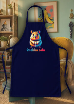 Tablier bleu marine vue de face Visuel Quokkas I - Humours Tablier Quokka ~ Humours