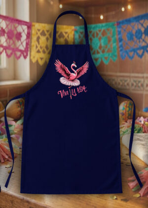 Tablier bleu marine vue de face Visuel animaux drôles I - Dances & fiestas Tablier Flamant rose ~ Danses & Fiestas
