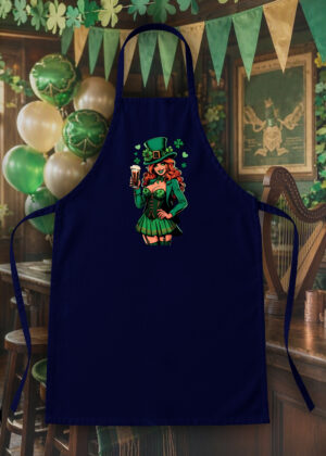 Tablier bleu marine vue de face Visuel fête de la Saint Patrick I - Saint Patrick Tablier Lady ~ Saint Patrick