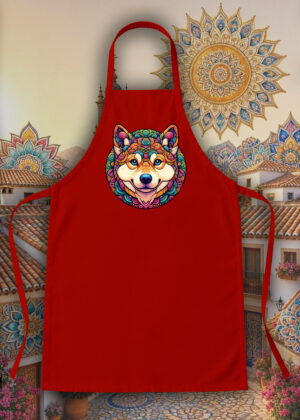 Tablier noir vue de face Chien Mandala I Tablier Chien ~ Mandala