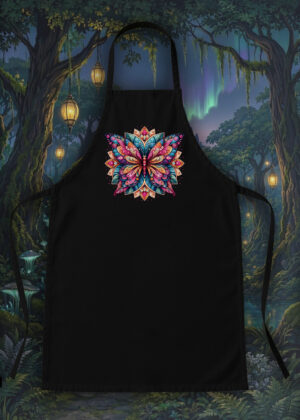 Tablier noir vue de face Papillon Mandala II Tablier Papillon II ~ Mandala