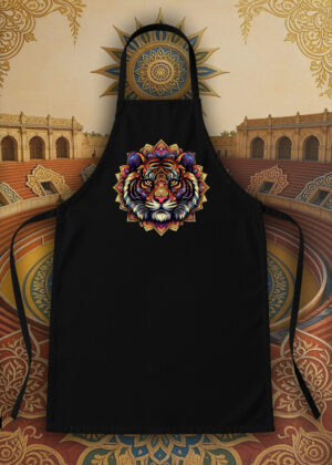 Tablier noir vue de face Tigre Mandala I Tablier Tigre ~ Mandala