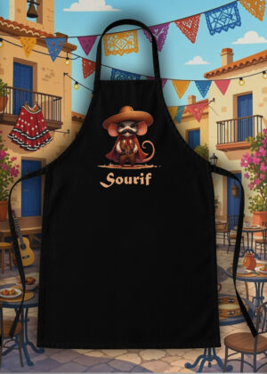 Tablier noir vue de face Visuel Souris I - Dances & fiestas Tablier Souris ~ Danses & Fiestas