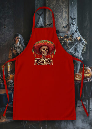 Tablier rouge vue de face Visuel Halloween 1 Tablier Skull I ~ Horreurs