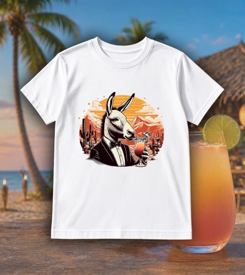 Tshirt blanc col rond homme vue de face Visuel Ânes I - Eat me, drunk me Col rond Hommes / Âne ~ Eat me, drink me