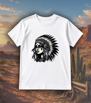 Tshirt blanc col rond homme vue de face Visuel Apaches I - Western Col rond Hommes / Apache I ~ Westerns