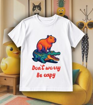 Tshirt blanc col rond homme vue de face Visuel Capybara I - Humours Col rond Hommes / Capybara ~ Humours