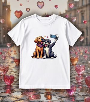 Tshirt blanc col rond homme vue de face Visuel Chiens I - Humours Col rond Hommes / Chiens ~ Loves