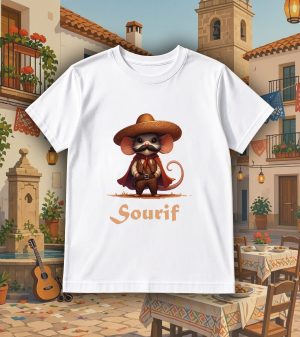Tshirt blanc col rond homme vue de face Visuel Souris I - Dances & fiestas Col rond Hommes / Souris ~ Danses & Fiestas