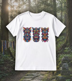 Tshirt blanc col rond homme vue de face Visuel Totems II - Spirituelles Zen Col rond Hommes / Totems II ~ Spirituelles & Zen