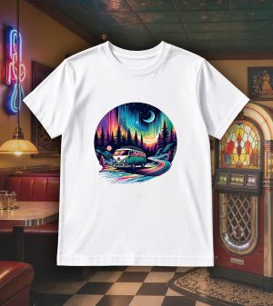 Tshirt blanc col rond homme vue de face Visuel van V - Véhicules Col rond Hommes / Van V ~ Vintages Cars