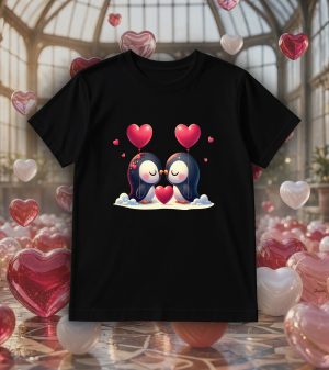 Tshirt noir col rond homme vue de face Visuel Pinguins I - Loves Col rond Hommes / Pinguins I ~ Loves