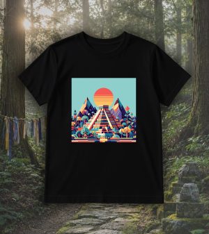 Tshirt noir col rond homme vue de face Visuel Pyramides I - Spirituelles Zen Col rond Hommes / Pyramide I ~ Spirituelles & Zen