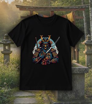 Tshirt noir col rond homme vue de face Visuel samourai II - Asia Col rond Hommes / Samouraï II ~ Asia