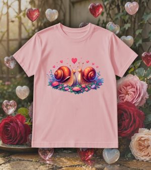Tshirt rose col rond homme vue de face Visuel Escargots I - Loves Col rond Hommes / Escargots ~ Loves