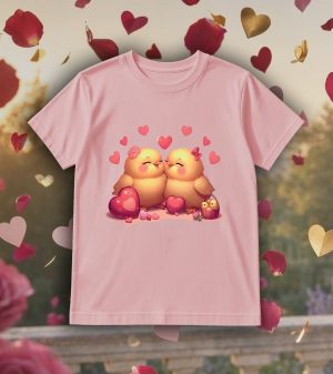 Tshirt rose col rond homme vue de face Visuel Poussins I - Loves Col rond Hommes / Poussins ~ Loves
